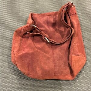 Suede Shoulder Bag - berry color